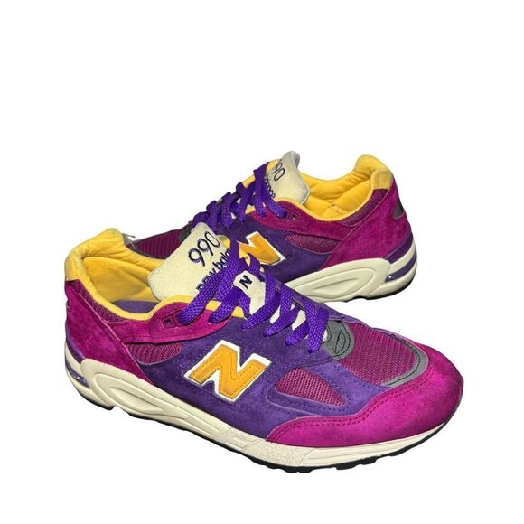 New Balance 990v2 Made in USA Teddy Santis Purple Yellow size 8.5 - Picture 2 of 5